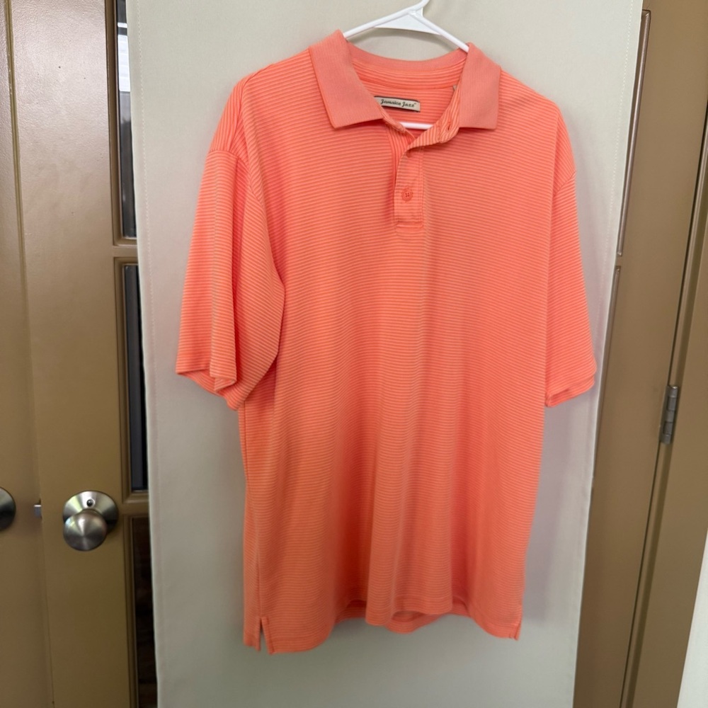 Jamaica Jaxx Men's XL Orange Ribbed Short Sleeve Golf Polo Shirt Collared